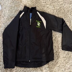 Black Windbreaker with Green Embroidery